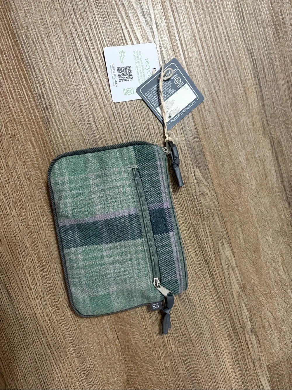 Recycled Tweed Zip Cosmetic Pouch – Green Multi